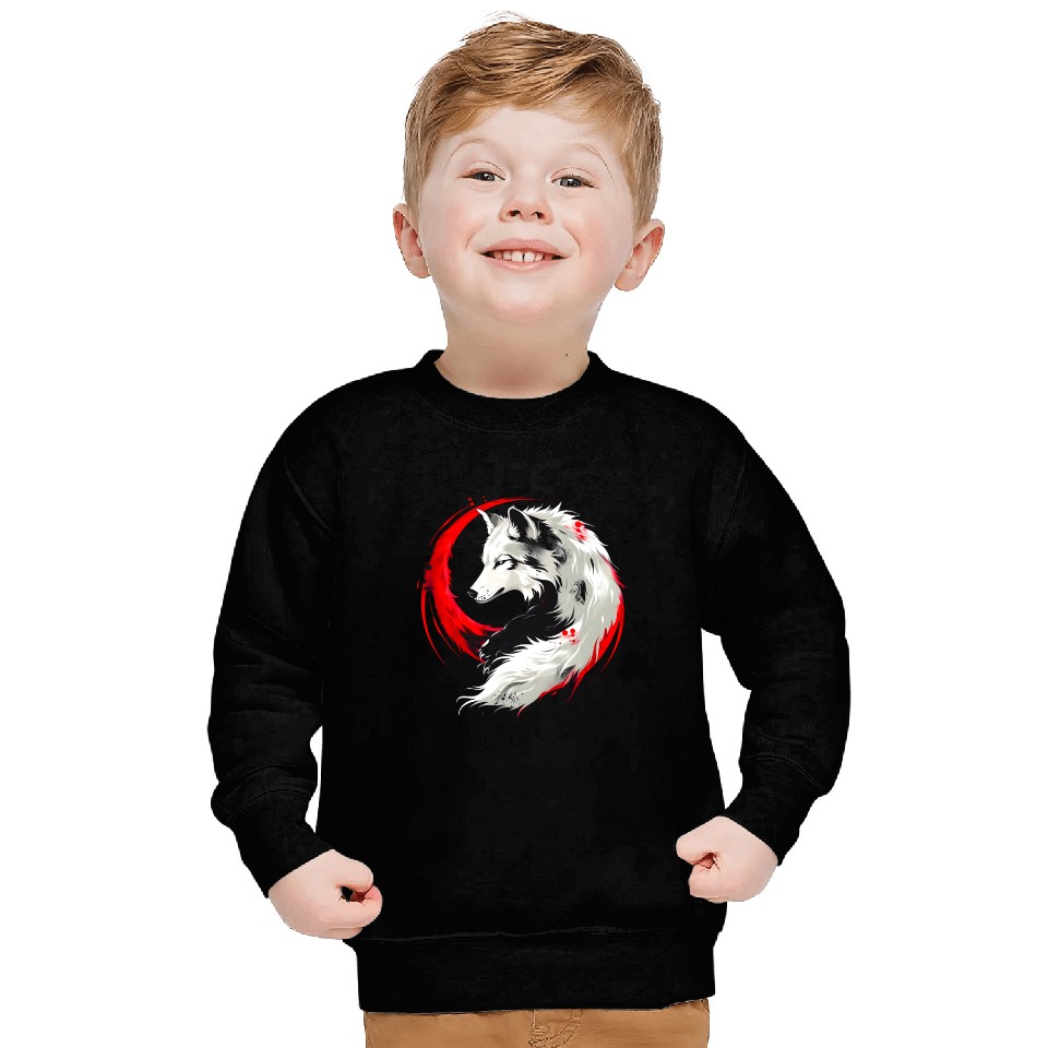 Lunar Red White Wolf Sweatshirts