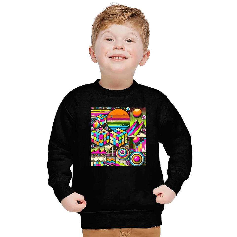 Neon Geometric Risograph Design Sweatshirts