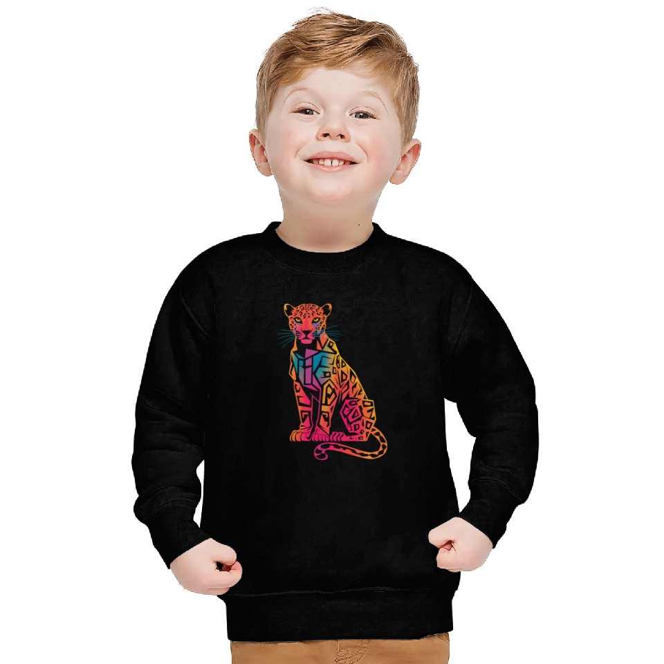 Colorful Geometric Jaguar Artwork for Bold Sweatshirts