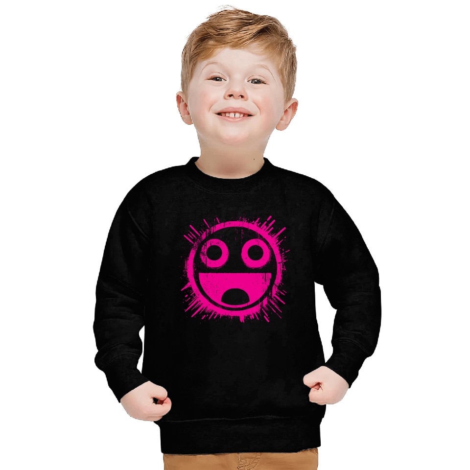 Pink Joyful Face Sweatshirts