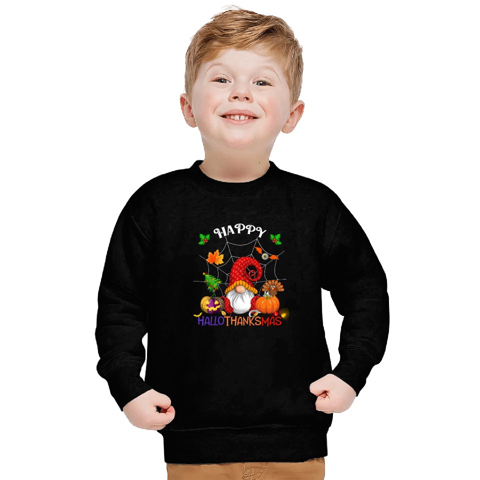 Happy HalloThanksMas Gnome Sweatshirts