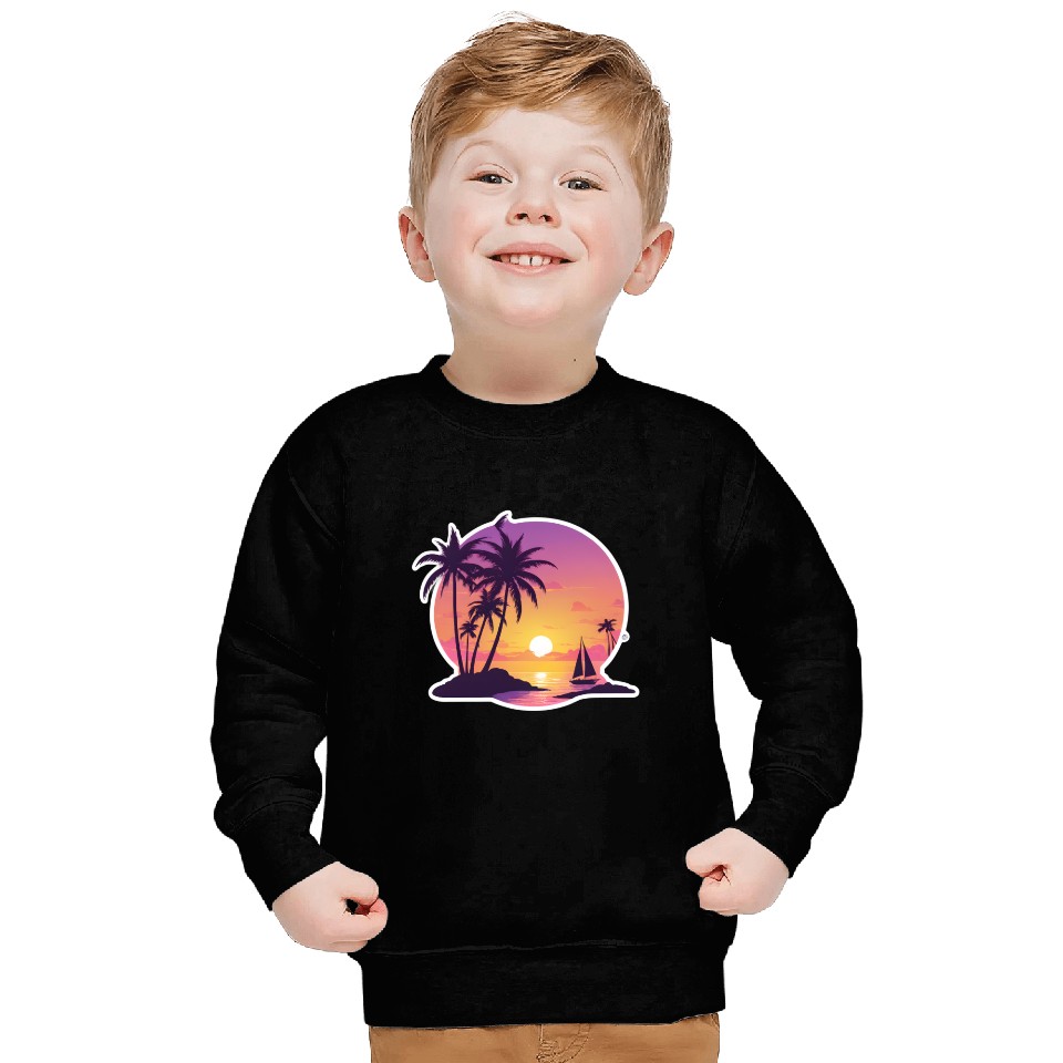 Palm Trees at Sunset Beach Sweatshirts