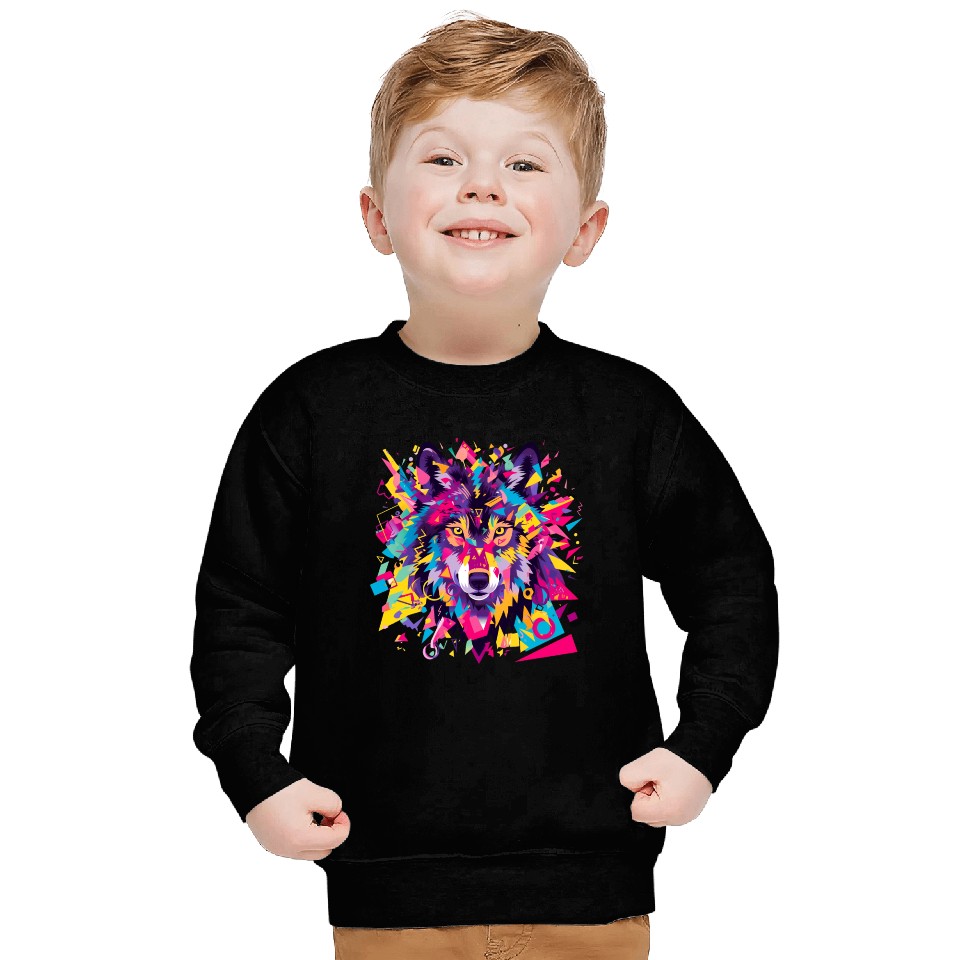 Majestic Pop Art Alpha Wolf - Vibrant Cool Sweatshirts