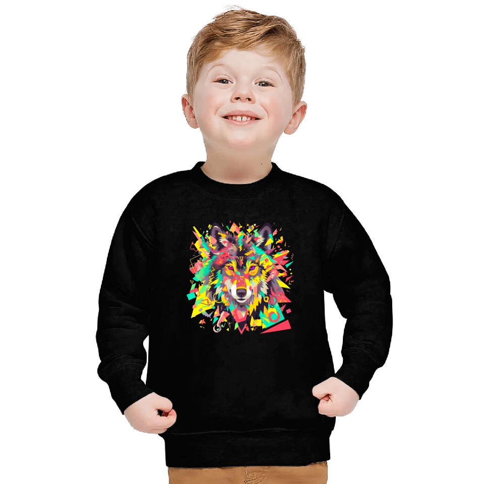 Majestic Pop Art Alpha Wolf - Vibrant Warm Sweatshirts