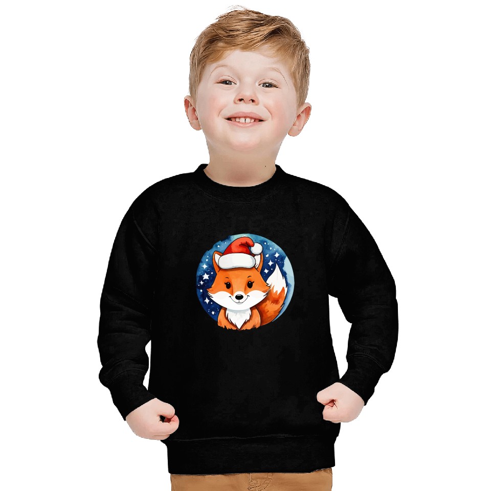 Fox Christmas Watercolor Sweatshirts