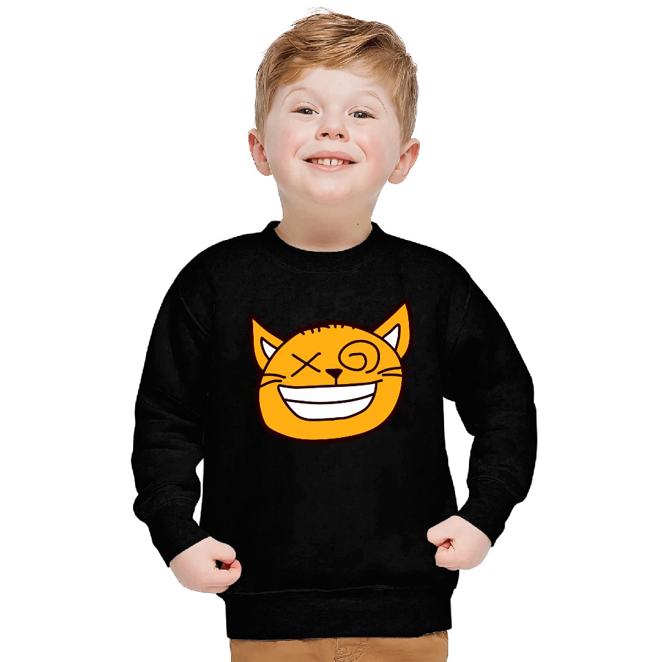 Crazy Cat Weird Funny Eyes Cool Grimace Cartoon Sweatshirts