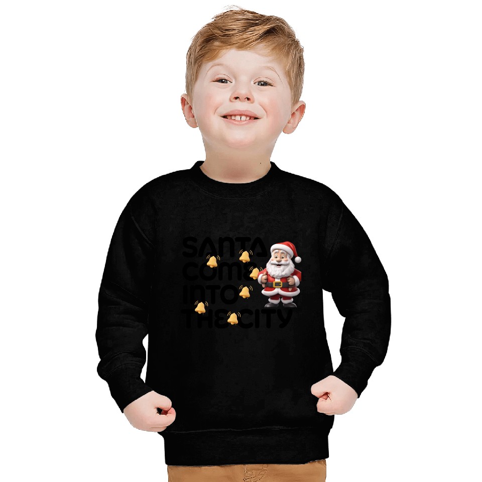 Festive Santa with Jingle Bells Design Sweatshirts