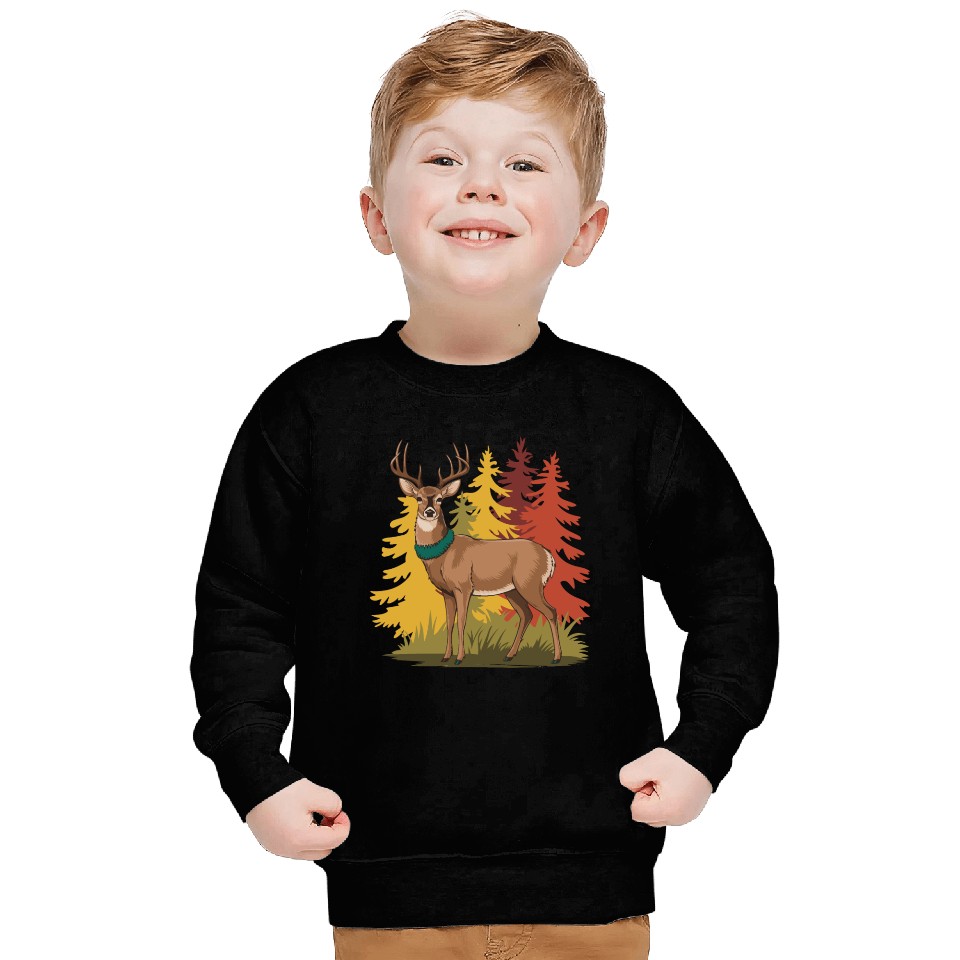 Deer in Pine Forest Sweatshirts | Fall Wildlife