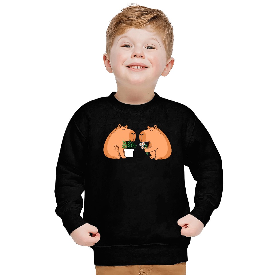 Cute Gardening Garden Capybara Flower Sweatshirts