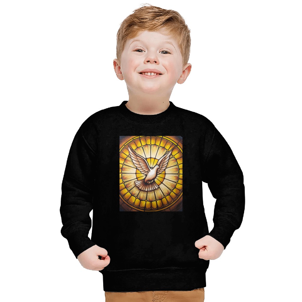 Stained Glass Dove in Flight - Peace & Spiritualit Sweatshirts