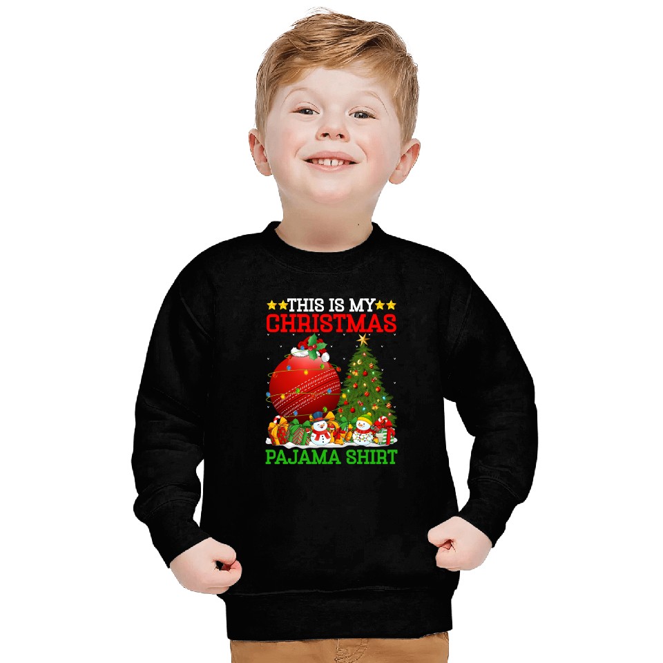 Cricket Ball Christmas Tree Lights Sweatshirts