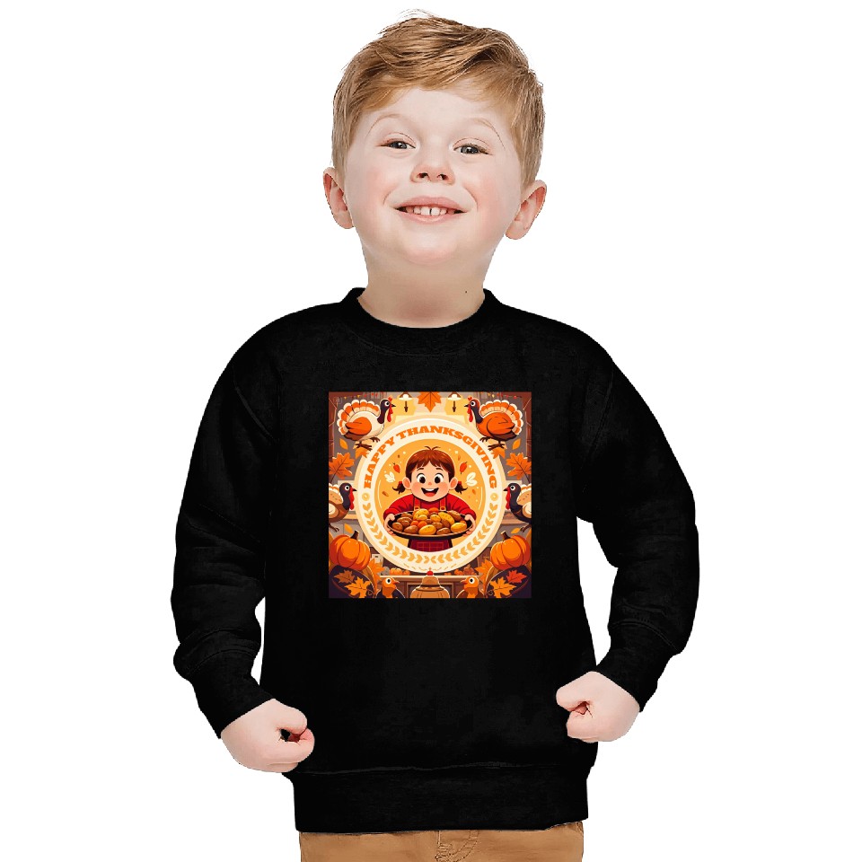child celebrate Happy Thanksgiving Roasted Potato Sweatshirts