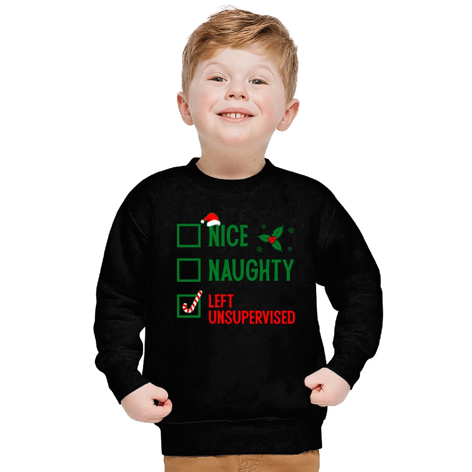 Left Unsupervised Christmas Checklist Sweatshirts