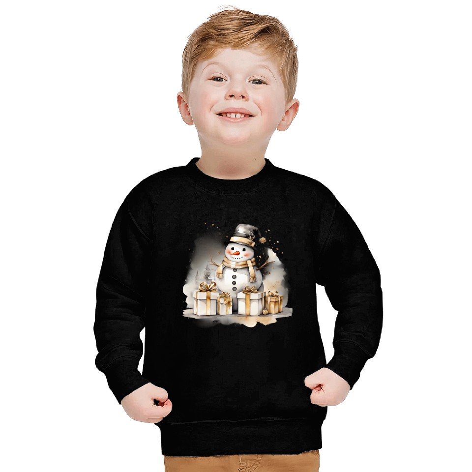 Black Gold Snowman, Merry Christmas Sweatshirts