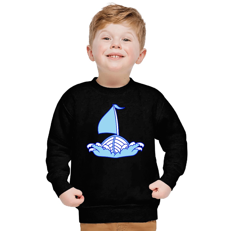 Fast Sailboat Waves Sailing Drawing Cartoon Comic Sweatshirts