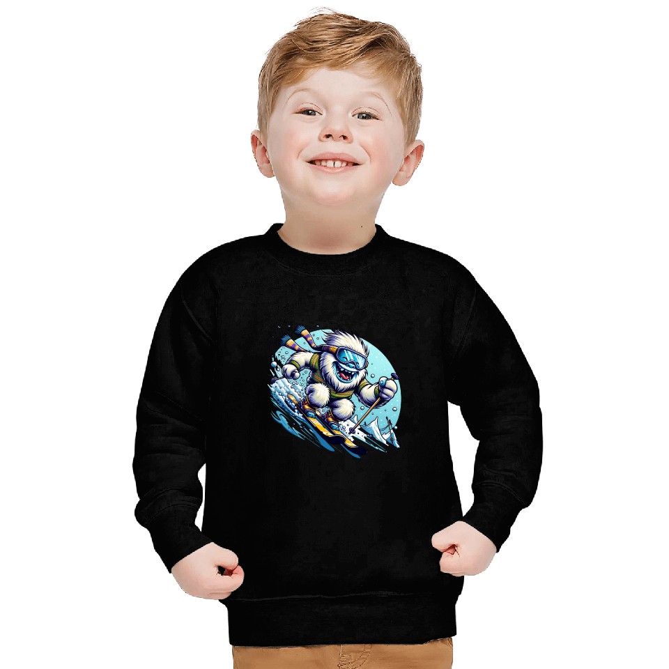 Epic Yeti Ski Adventure Illustration Sweatshirts