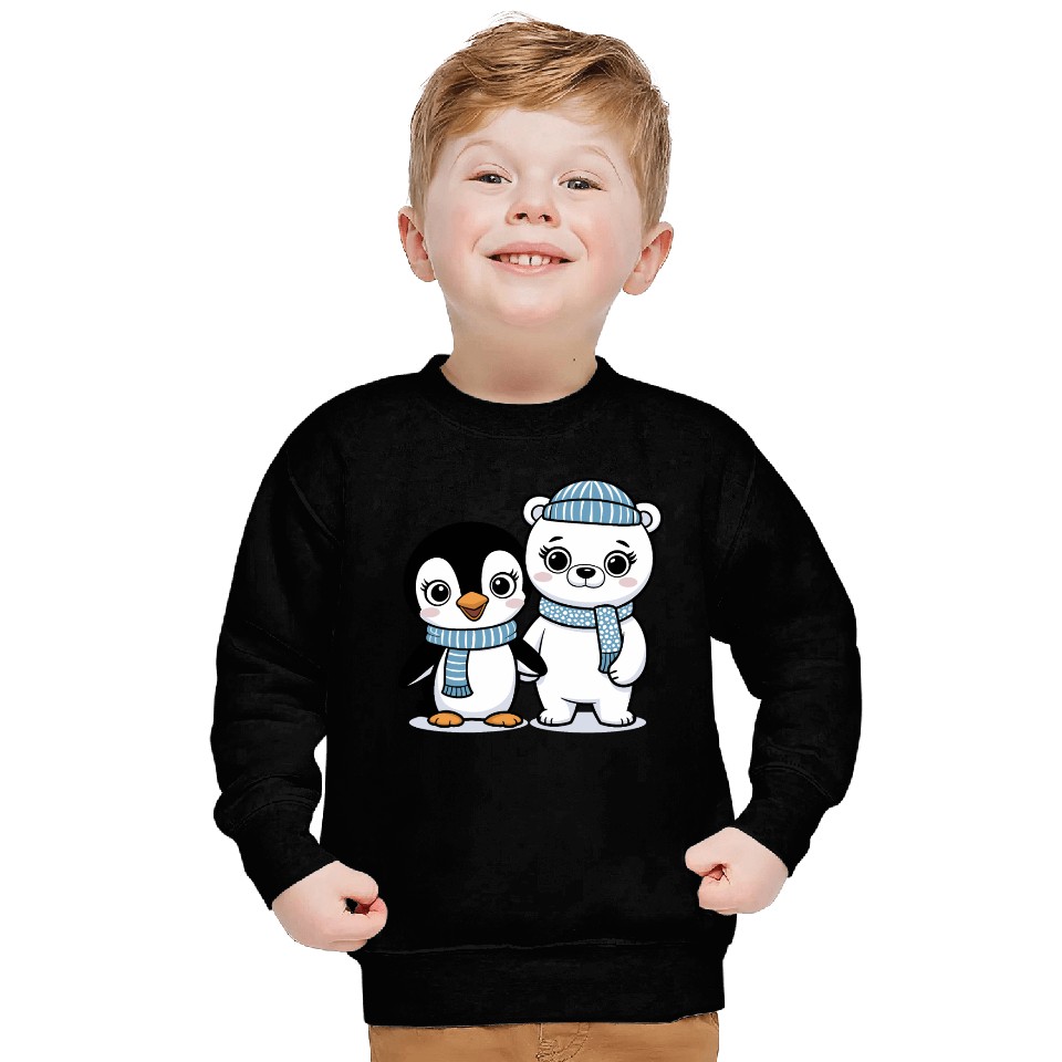 Happy Penguin and Polar Bear Best Friends Sweatshirts