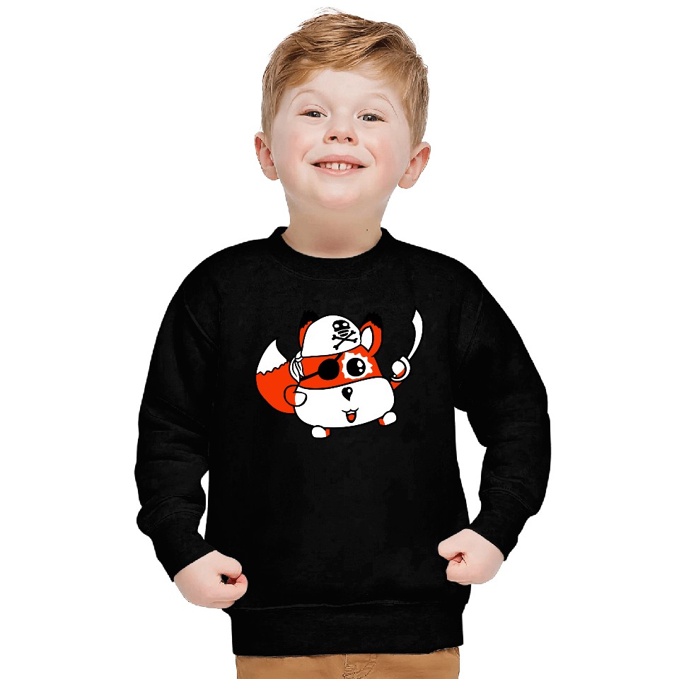 Little Cute Captain Fox Pirate Animal Eye Patch Sweatshirts