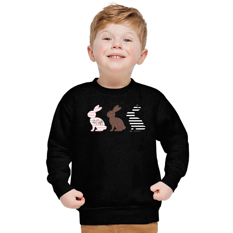 Happy Easter Cute Easter Leopard Bunny Rabbit Sweatshirts