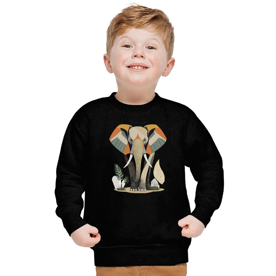 Geometric Elephant Nature Scene Sweatshirts