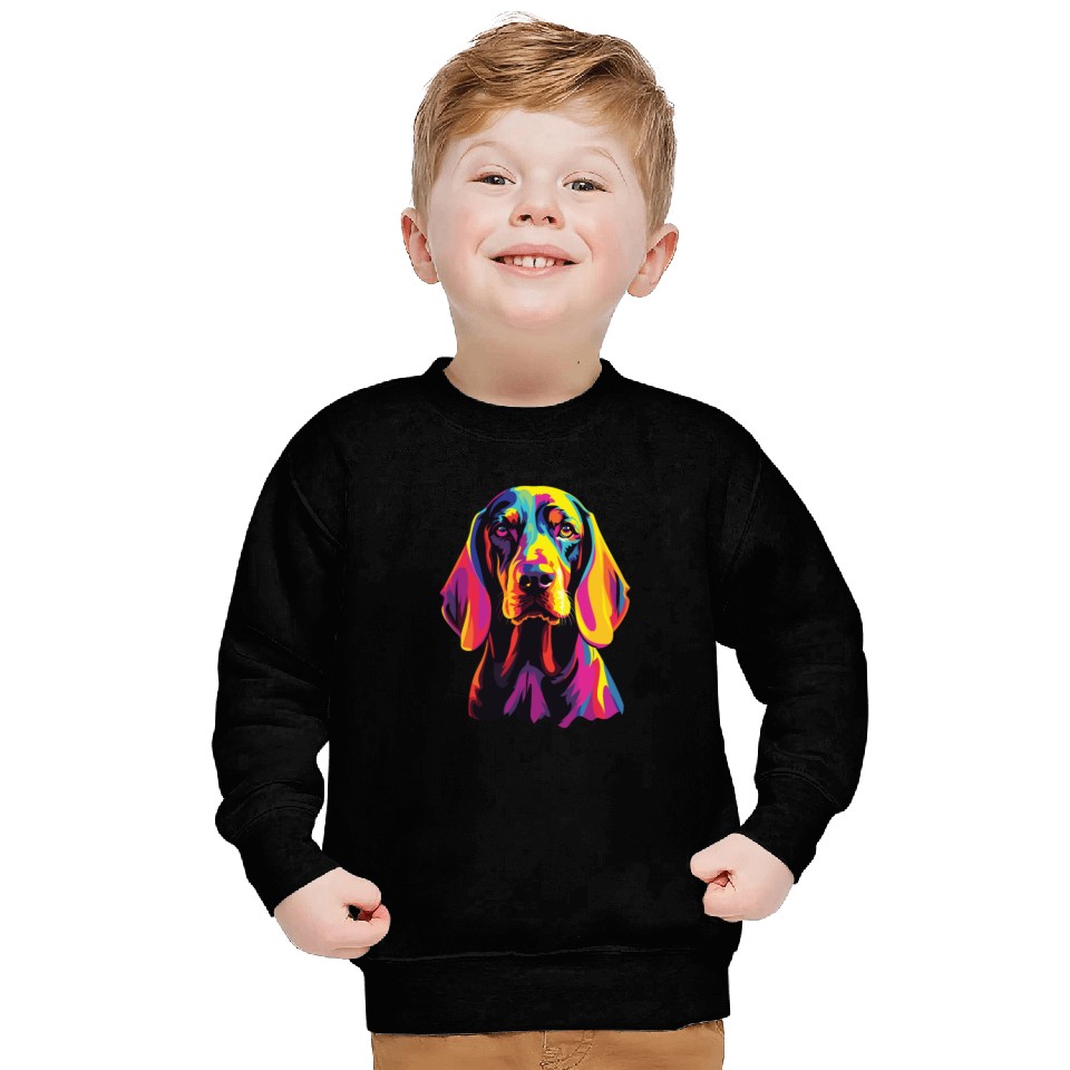 Watercolor Colorful Black And Tan Coonhound Sweatshirts