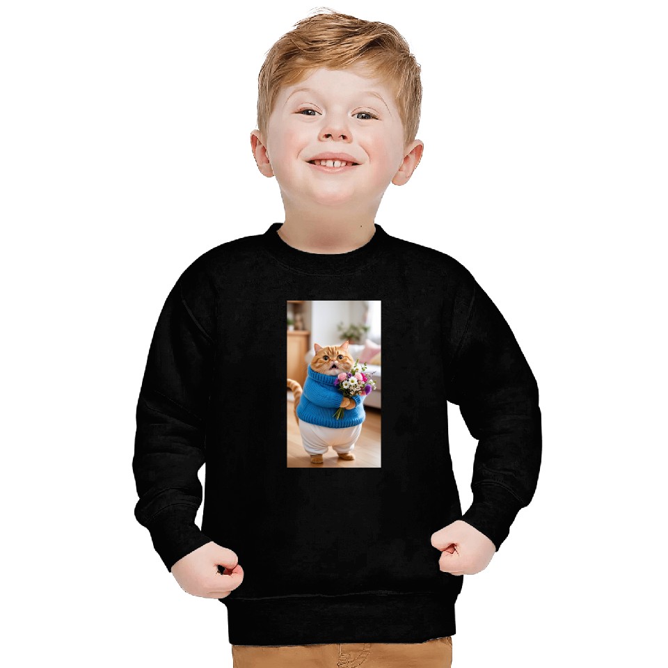 A Chubby Orange Cat With Surprised Expression Sweatshirts