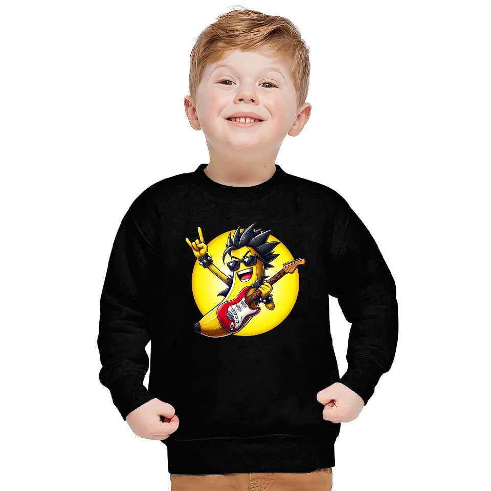 Cool Banana Playing Guitar Sweatshirts