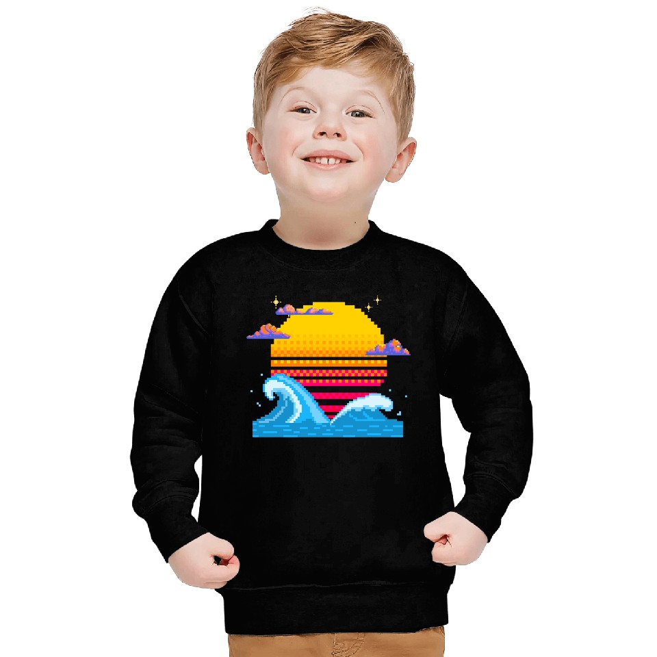 Pixel Sunset Horizon Sweatshirts