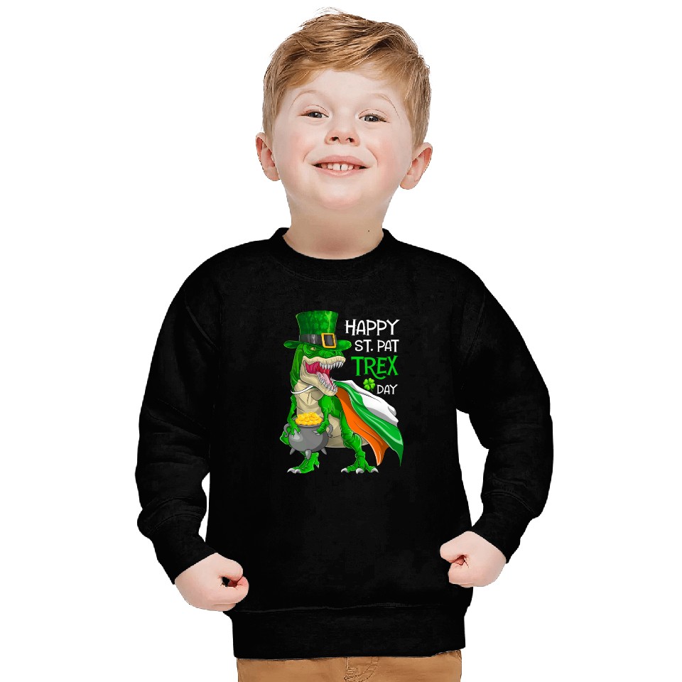 Dinosaur St Patricks Day Happy St Pat Trex T rex Sweatshirts