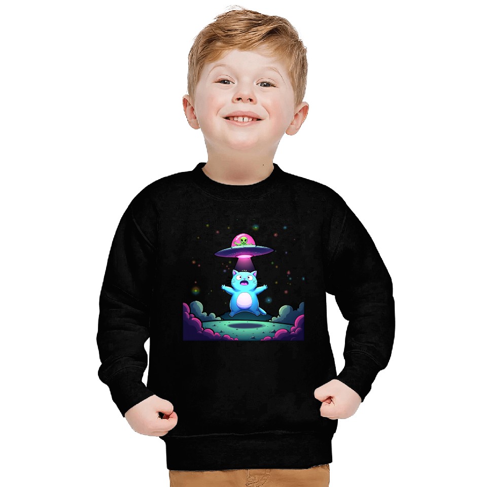 Alien Cat Abduction Art Sweatshirts