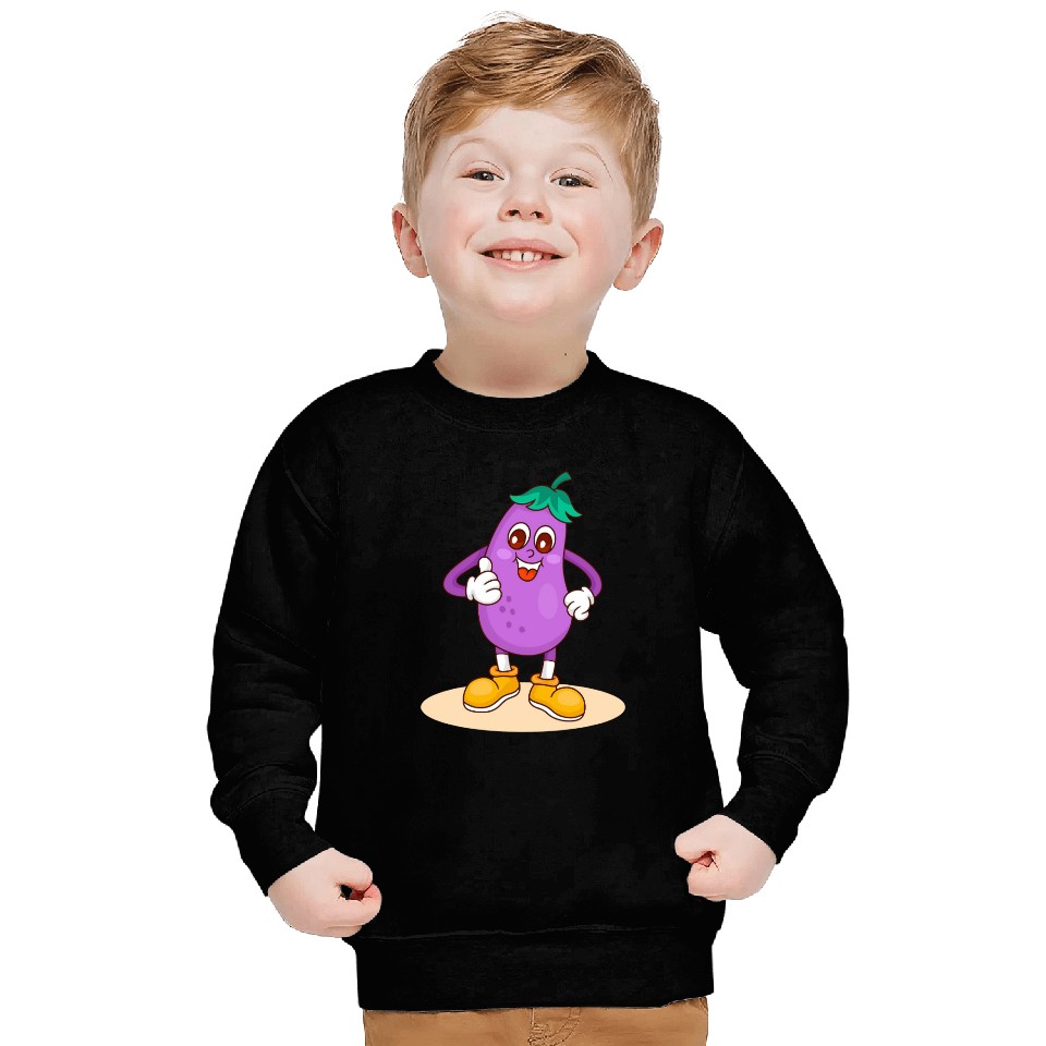 Animated Eggplant Character Design Sweatshirts