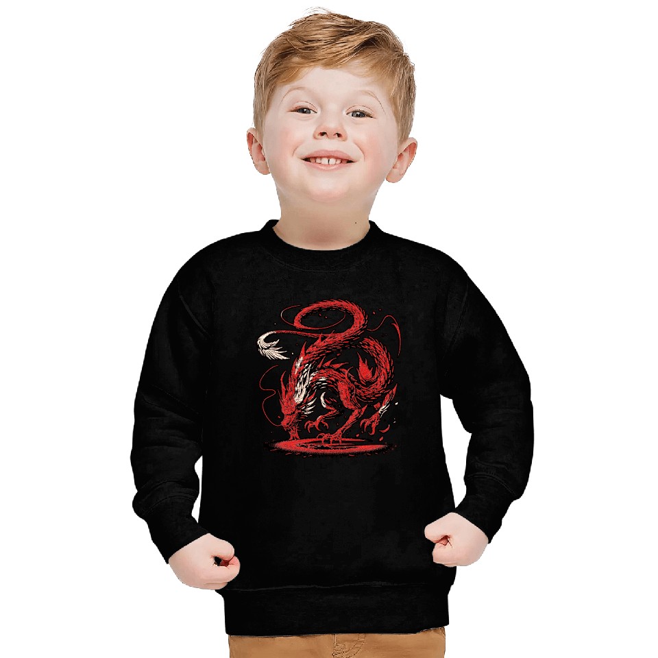 Ethereal Red Dragon Tattoo Design Sweatshirts