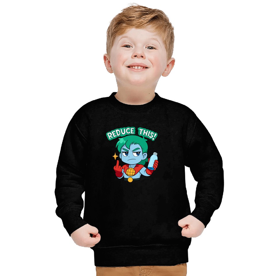 Chibi Style Captain Planet Reduce This!Design Sweatshirts