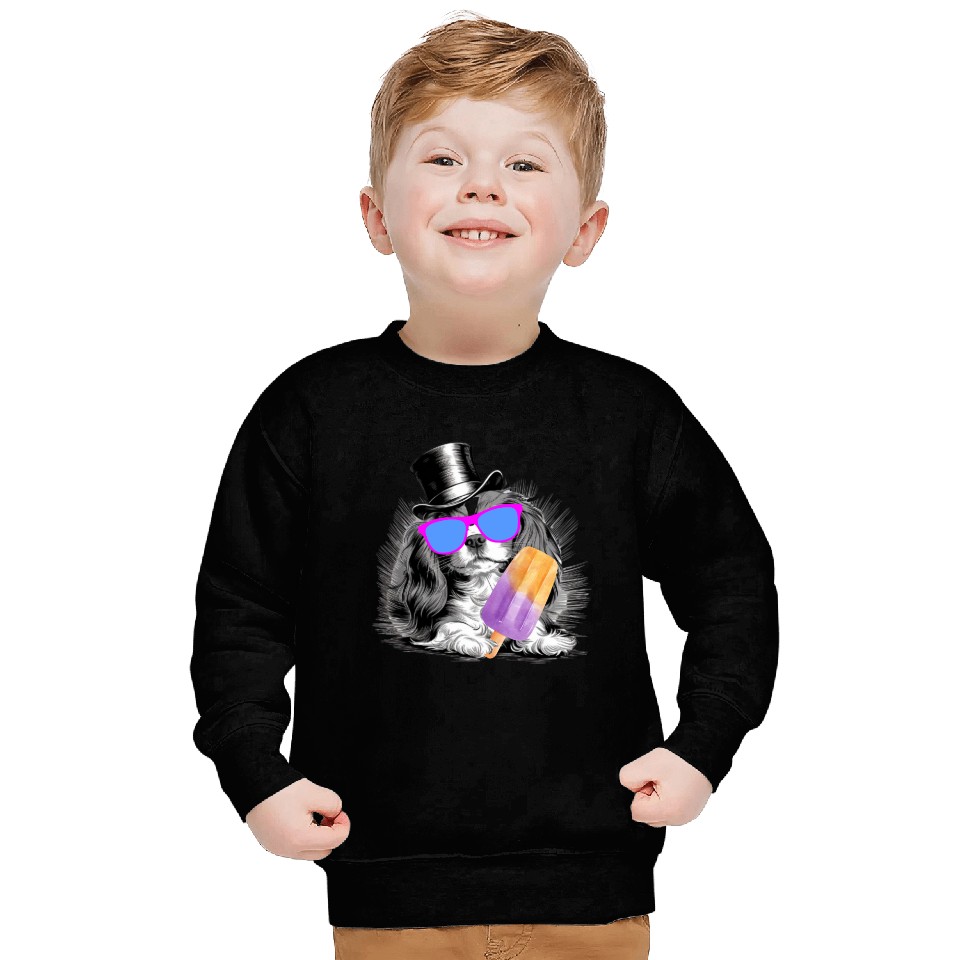 Cavalier King Charles Spaniel with a popsicle Sweatshirts