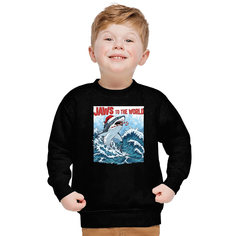 Jaws to the World – Christmastime Shark Attack Sweatshirts