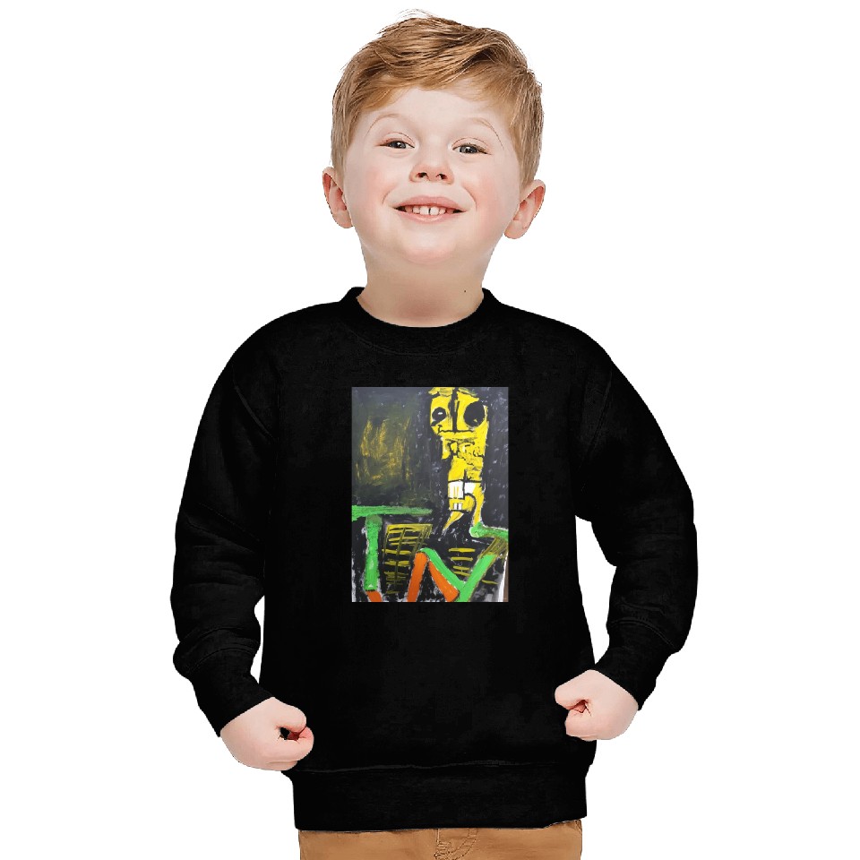Abstract Yellow Figure with LUV Text Sweatshirts