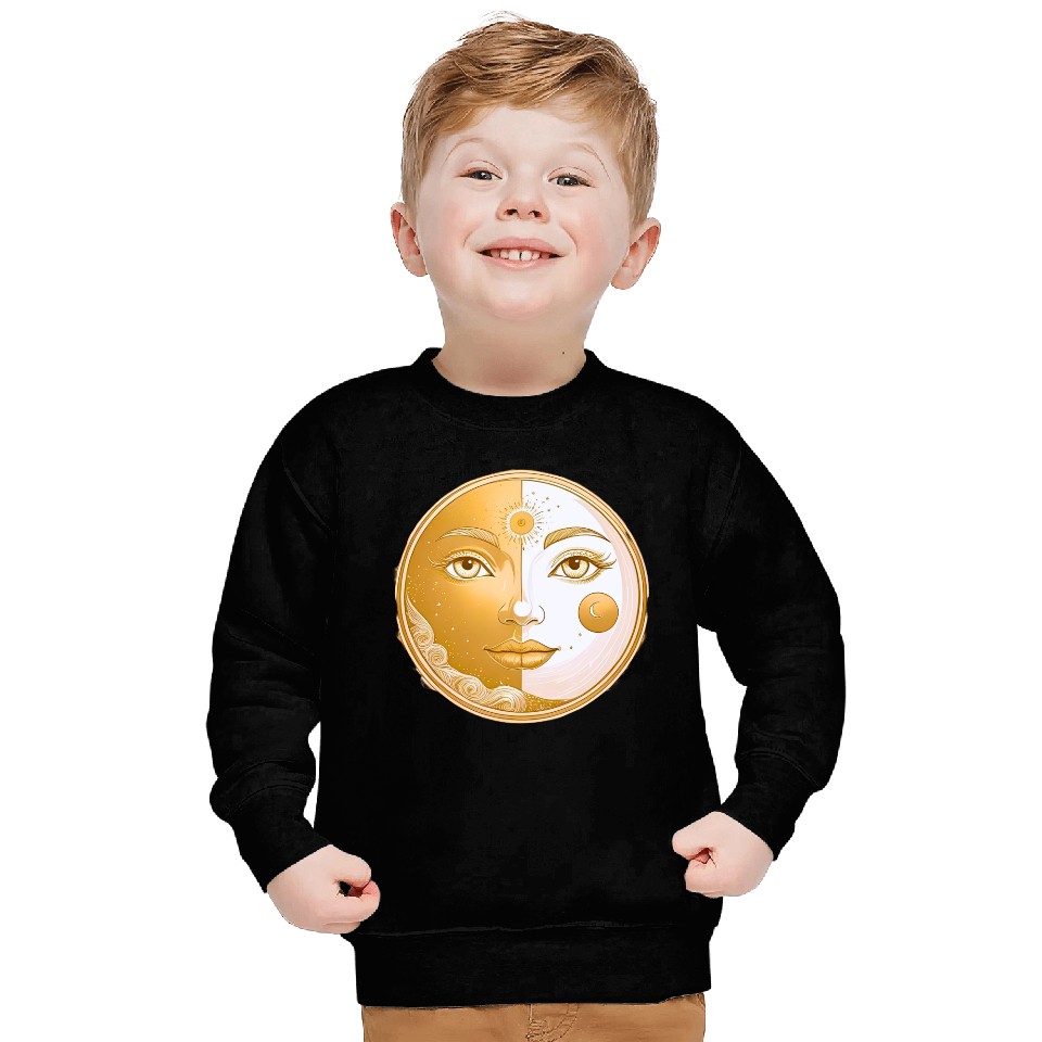 Celestial  Lunar Sun Face Art Sweatshirts
