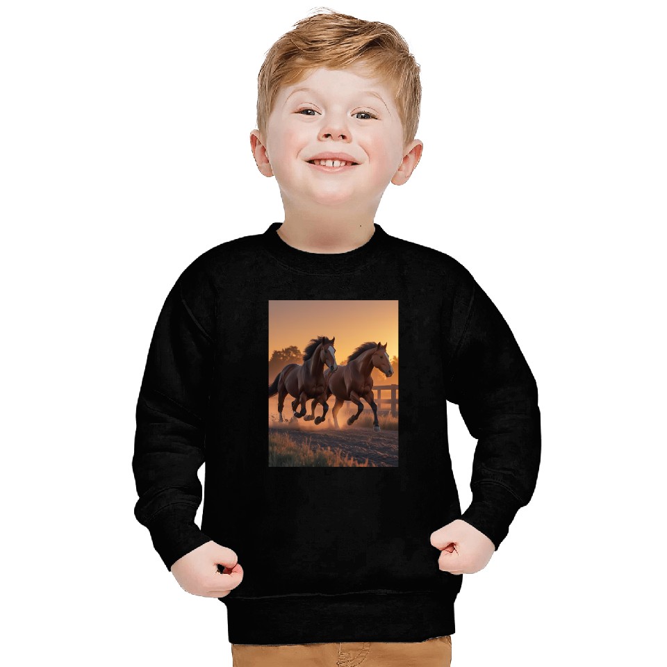 Running horses at dusk Sweatshirts