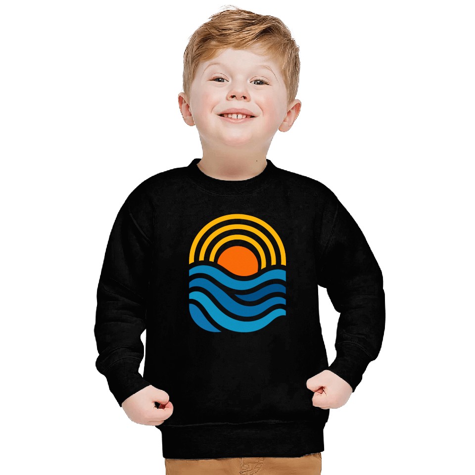 Vivid Sunset Over Ocean Waves Sweatshirts