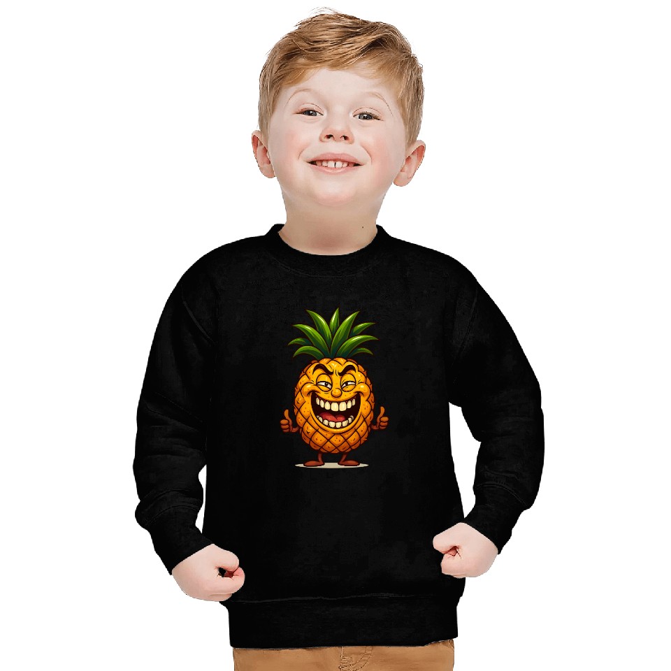 Confident Smiling Pineapple Cartoon Sweatshirts