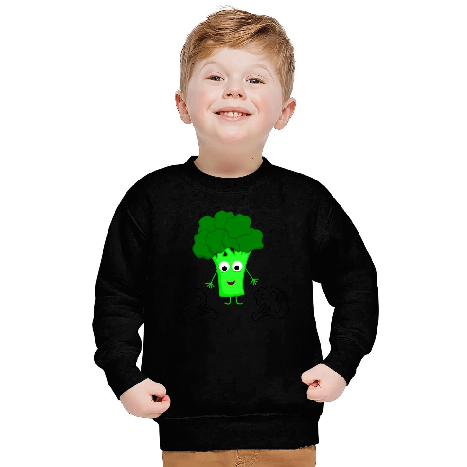 Whimsical Broccoli Character Design Sweatshirts
