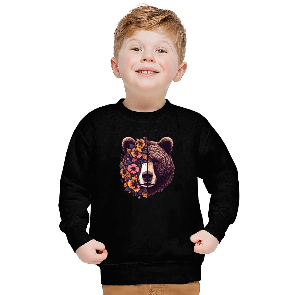 Floral Bear Flowers Bear Face For Bear  Lover Sweatshirts