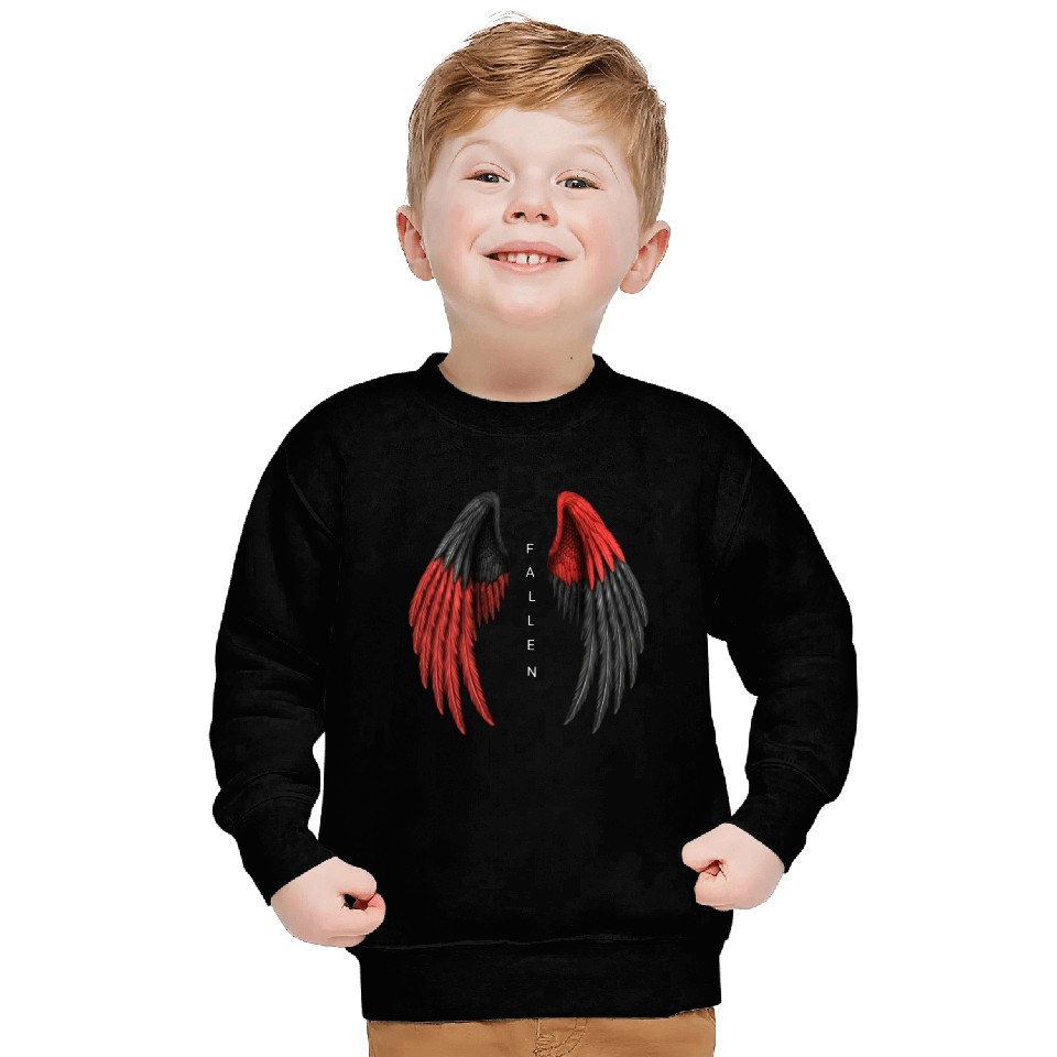 Red and Black Angel Wings Illustration Sweatshirts