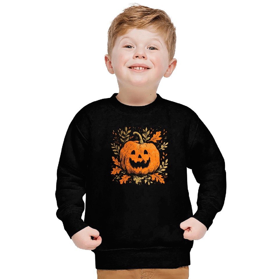 Fall Jack-o'-lantern Spooky Pumpkin Halloween  Sweatshirts