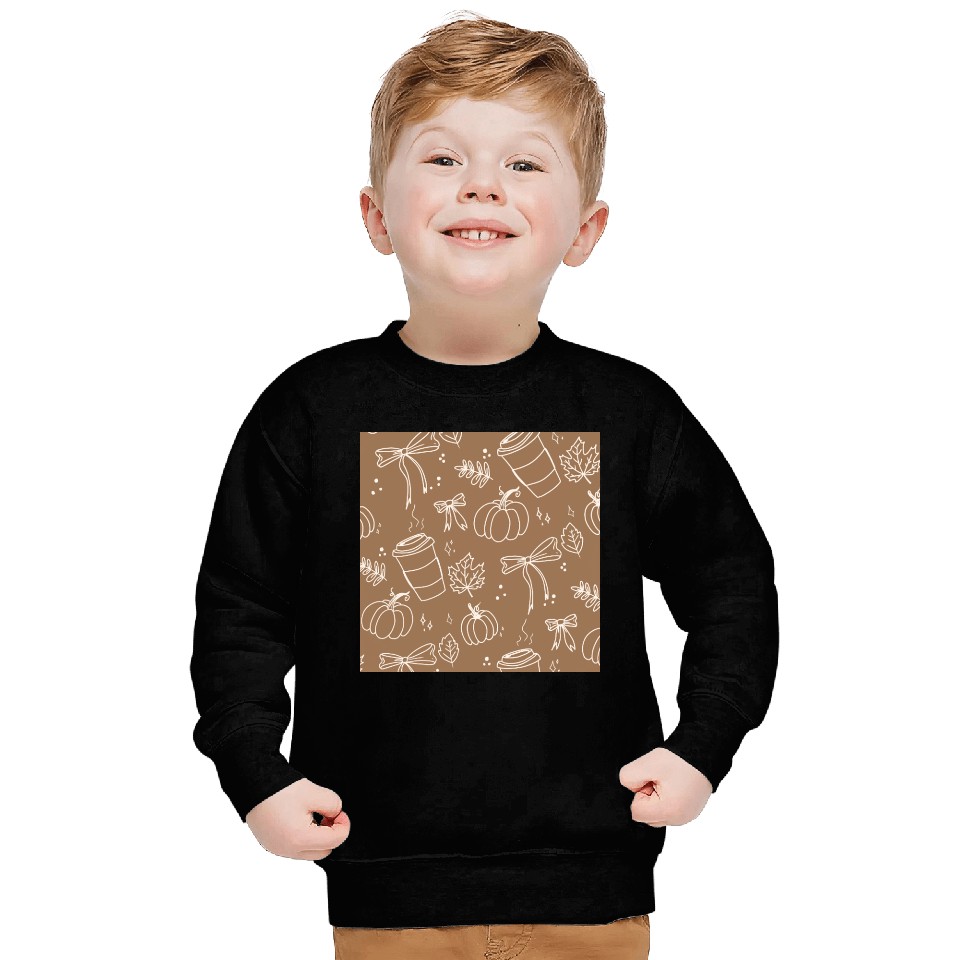 Autumn Cozy Pumpkin & Coffee Pattern Sweatshirts