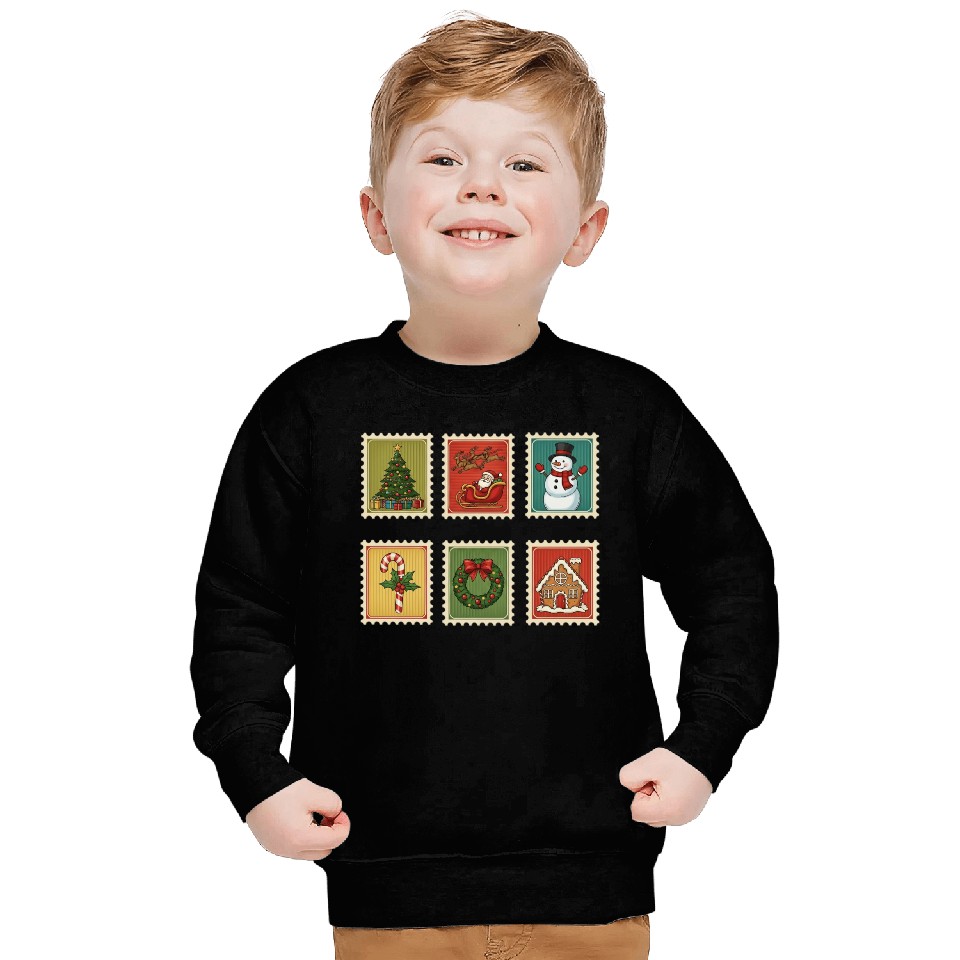 Vintage Christmas Stamps Design Sweatshirts