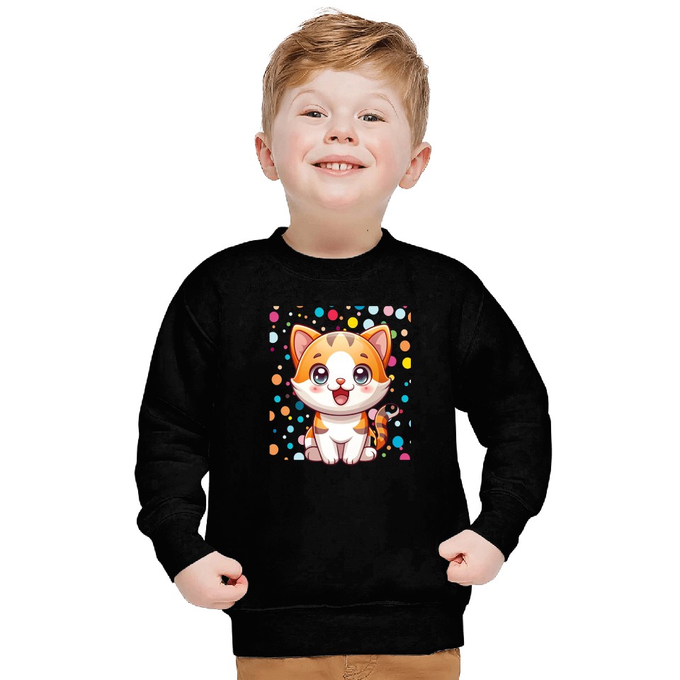 Adorable Cartoon Cute Cat Polka Dots  Sweatshirts