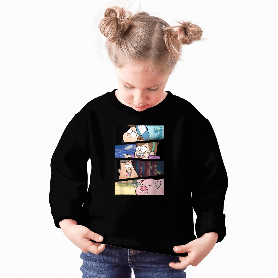 Disneyss Gravity Falls Group shots Split Panels Scene Logo Sweatshirts