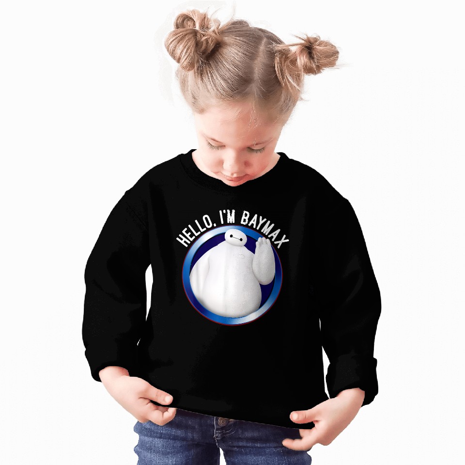 Disneyss Big Hero 6 Baymax Wave Hello Circle Graphic Sweatshirts