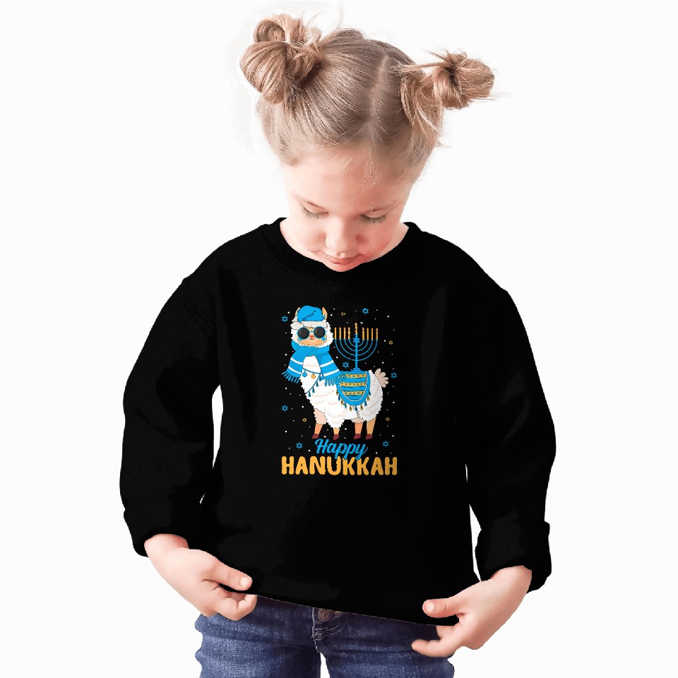 Lama Llama Funny Jewish Alpaca Llama Menorah Happy Hanukkah Chanukah Sweatshirts